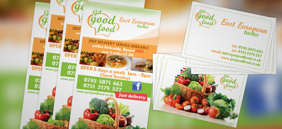 Get Good Food - A4 Flyers, business cards