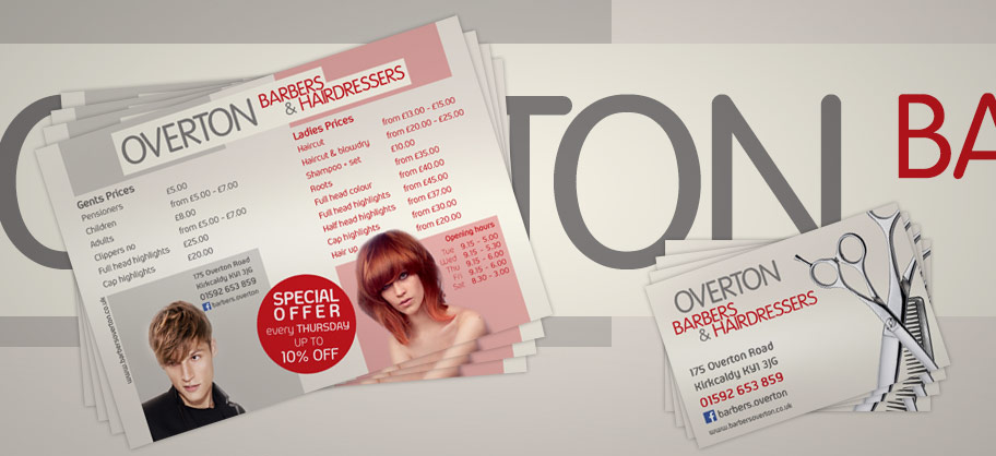 Overton barber - Poster, A5 Flyers, Business cards, Loyalty cards