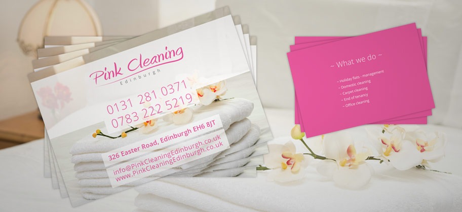 Pink Cleaning Edinburgh - A5 Flyers, Business cards